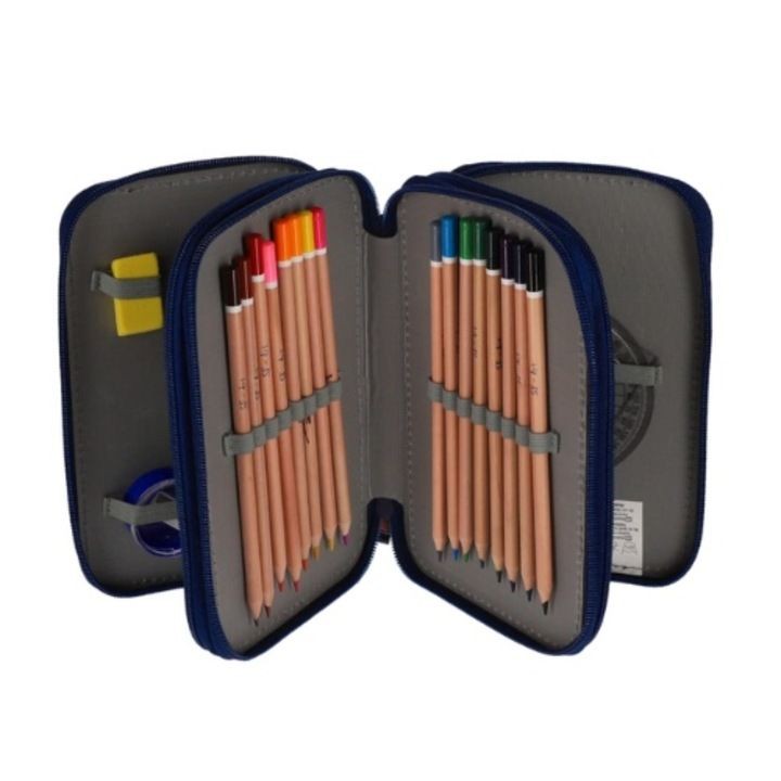 Penar echipat cu 33 de piese, 3 compartimente cu fermoar, imprimeu Best Dog RIDER, albastru - imagine 3